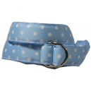 Ladies D-Ring Belt - Azure with White Dots