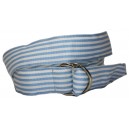 Ladies D-Ring Belt - Navy and White Stripes