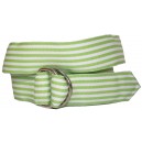 Ladies D-Ring Belt - Green & White Stripes